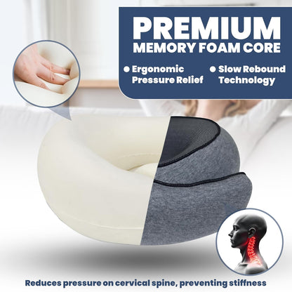 Upgraded Memory Foam Travel Neck Pillow for Airplane – New Ergonomic Wrap-Around Design with Adjustable Strap, Washable Cover, Carry Bag & Sleep Mask – Premium Travel Essentials for Men & Women