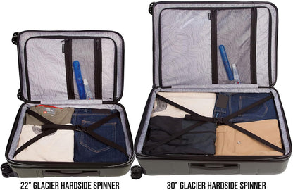 Eddie Bauer Glacier Carry-On 22" and Checked 30" Luggage | Hardside | Spinner Wheels | Expandable | Lightweight | Travel Essentials - Sprig Green