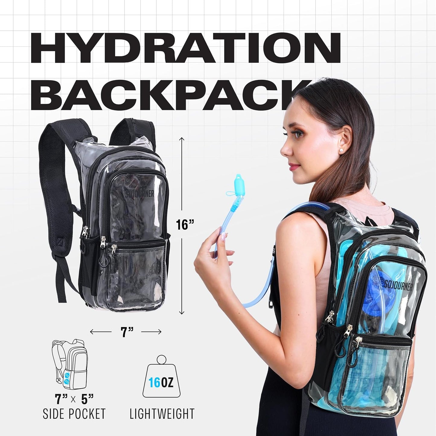 Sojourner Hydration Pack, Hydration Backpack - Water Backpack with 2l Hydration Bladder, Festival Essential - Rave Hydration Pack Hydropack Hydro for Hiking, Running, Biking, Festival Gear
