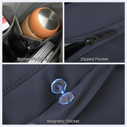 SIMTOP Tote Bag for Women with Magnetic Pocket Water Resistant Polyester 16.2" Laptop Compartment for Travel, Office, Daily