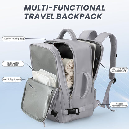 Beraliy Large Travel Backpack, Airline Approved Carry On Backpack, 16 Laptop Backpack,Waterproof Personal Item Bag, Business Hiking Weekender Overnight Bag, Dark Gray