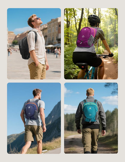 SKYSPER 15L Lightweight Small Hiking Backpack for Women Men, Foldable Travel Daypack, Packable Camping Backpack Mini Outdoor Hiking Bag (Purple)