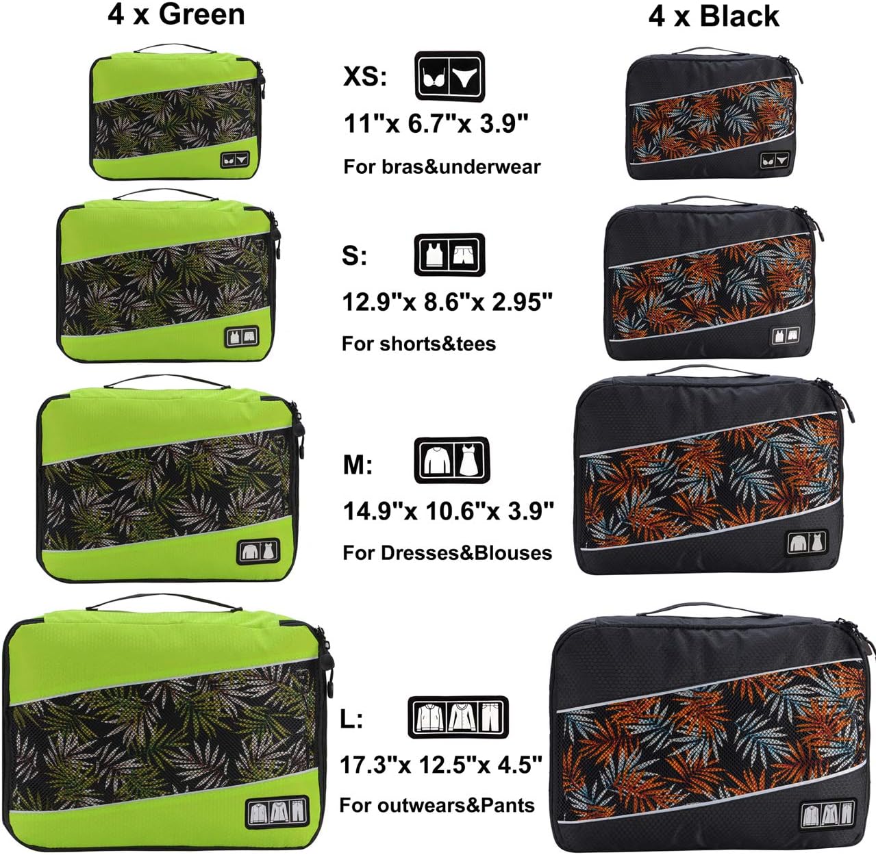 Packing Cubes Luggage Bags Organizer Durable Travel Accessories With Clothing Label