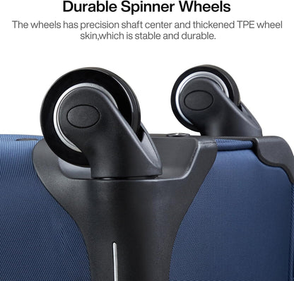 Hanke 3 Piece luggage Sets Softside Expandable luggage with Spinner Wheels TSA Lock,Travel Lightweight Luggage Sets,Blue