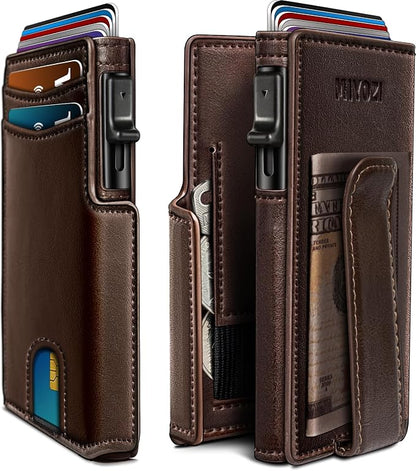 Wallet for Men with Money Clip Coins Pocket ID Window Gift Boxed, Slim Smart by Miyozi