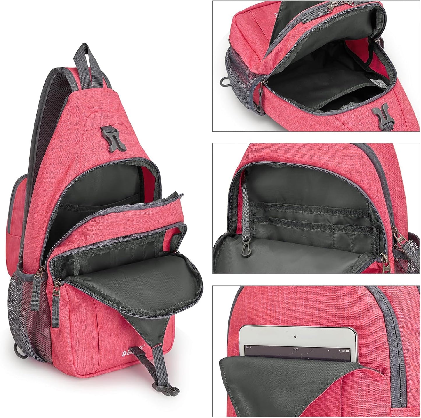 G4Free Sling Bag RFID Blocking Sling Backpack Crossbody Chest Bag Daypack for Hiking Travel(Red)