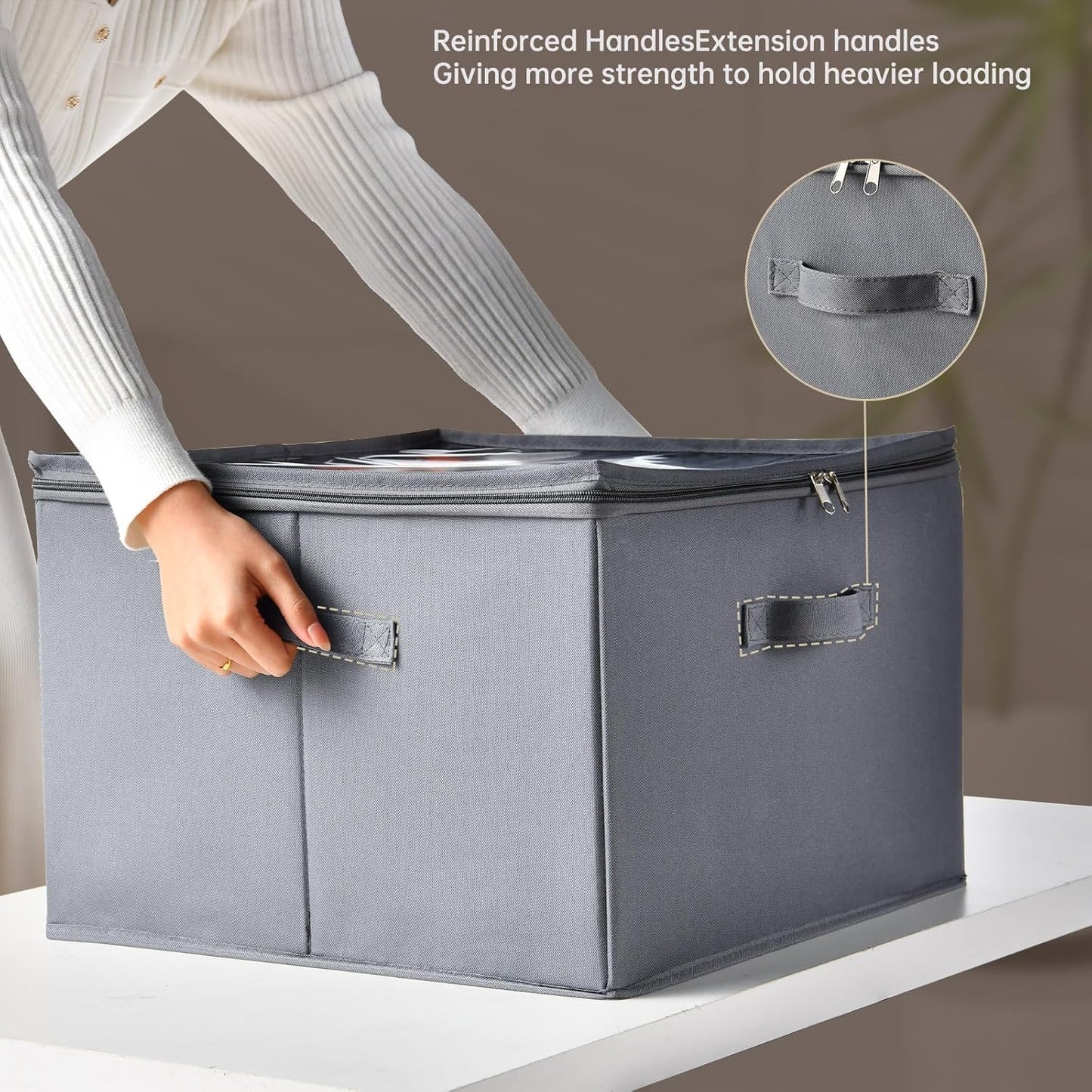 2 Pack Shoe Organizer for Closet,Fits up to 32 Pairs,Adjustable Dividers for Shoe Storage,Fabric Shoe Storage Bins with Clear Cover,Grey