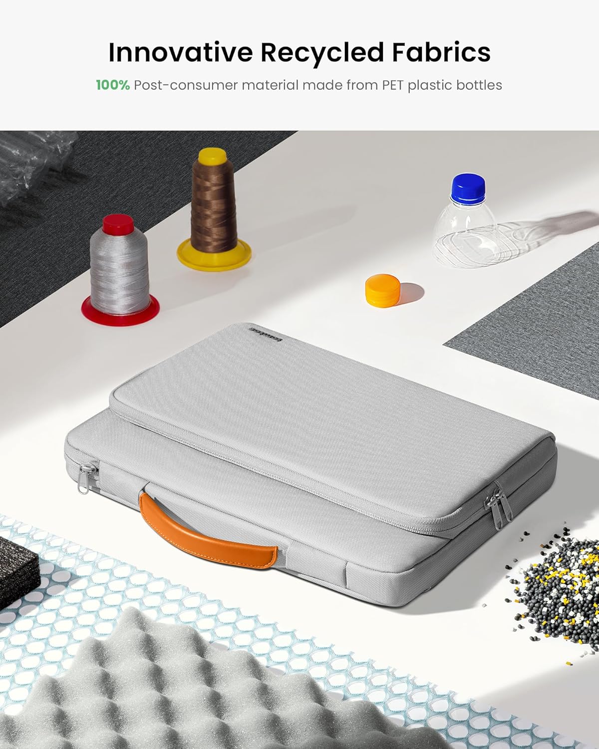 tomtoc 360° Protective Laptop Sleeve for 15 -15.6 Inch HP | Dell | Asus | Acer | Thinkpad | Samsung Laptops Ultrabooks Notebooks, Spill-Resistant 15.6 Inch Laptop Tablet Briefcase, Gray