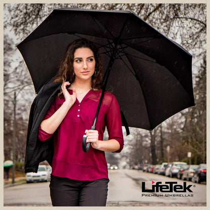 LifeTek Premium Travel Umbrella - Windproof & Compact for Men & Women, Automatic Open Close, Fits in Purse Laptop Bag or Backpack, Strong Frame for Heavy Rain & Sun UV Protection
