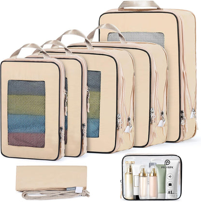 7 Set Compression Packing Cubes Packing Organizer for Travel,Travel Accessories for Carry on Luggage Suitcase Backpack Expandable Organizers