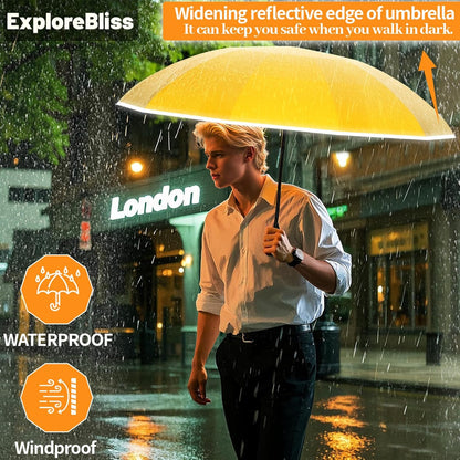 Travel Umbrella Superior, Beautiful & Compact, Large Strong but Light Portable and Automatic Folding Rain Umbrella, Premium Grip, Fits Car & Backpack