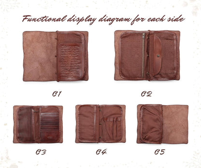 Genuine Leather Nomad Organizer Travel Wallet | Women's Wallet Clutch Passport Holder