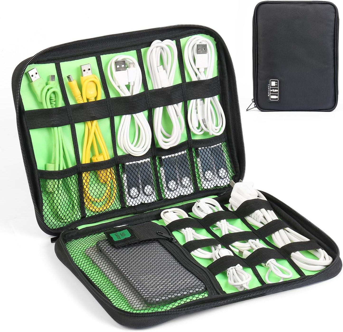 Luxtude Electronics Organizer Travel Case, Cable Organizer Bag, Portable Cord Organizer Travel, Travel Case for Chargers and Cords, Tech Bag, Flying Trip Essentials for Cable Storage/Tech Storage