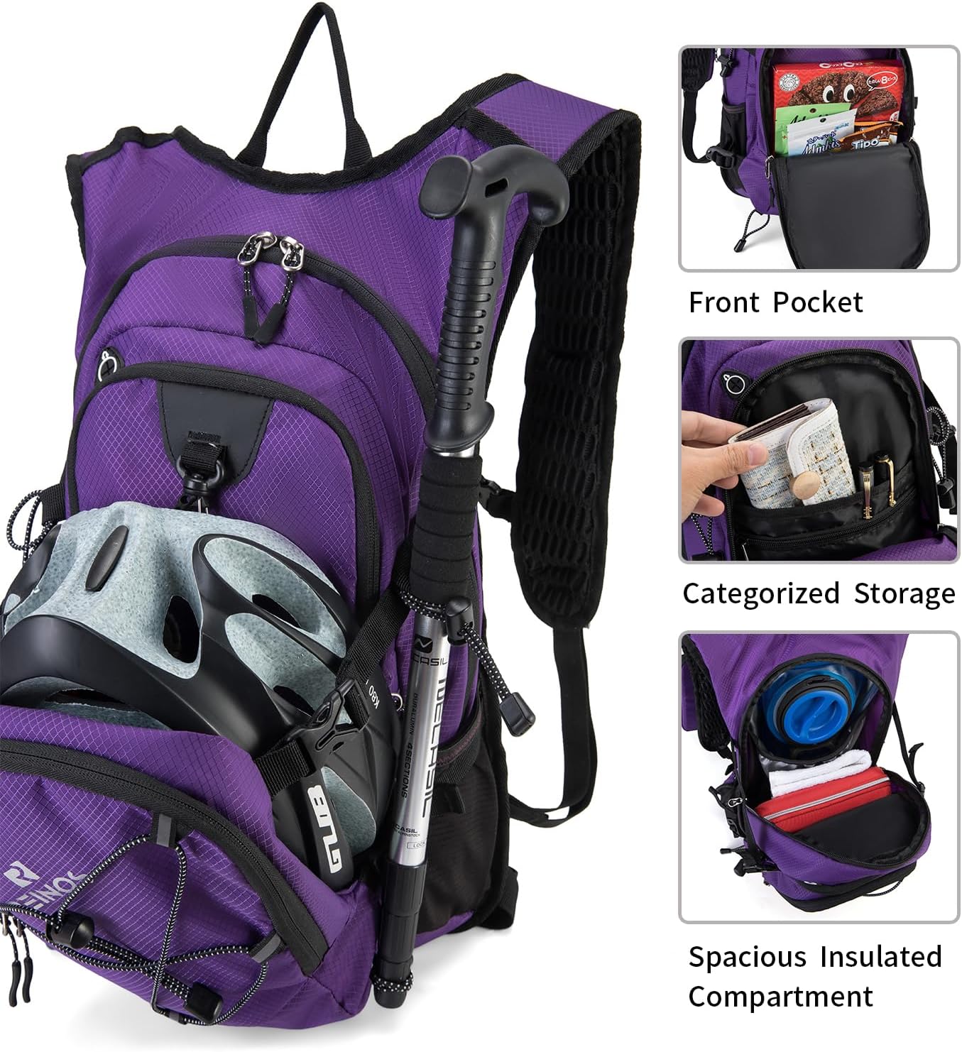 Hydration Backpack Pack with 2L Water Bladder 18L Hiking Backpack Women Men Lightweight Hydropack Insulated Daypack for Biking, Running, Festival