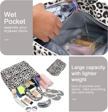 Waterproof Beach Tote Pool Bags for Women Ladies Extra Large Gym Tote Carry On Bag With Wet Compartment for Weekender Travel