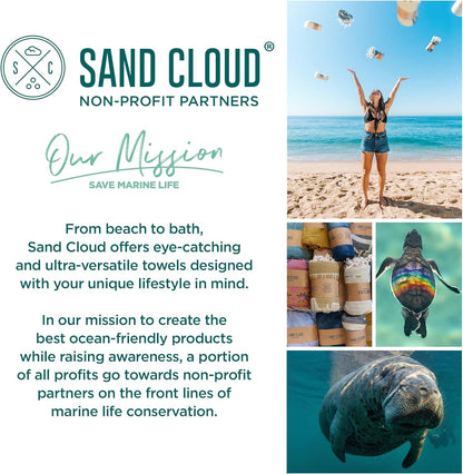 Sand Cloud Turkish Beach Towel - Sand Proof - 100% Certified Organic Turkish Towel - Quick Dry Towel for Beach, Blanket or Bath Towel - As Seen on Shark Tank - Mandala Sea Turtle Green…