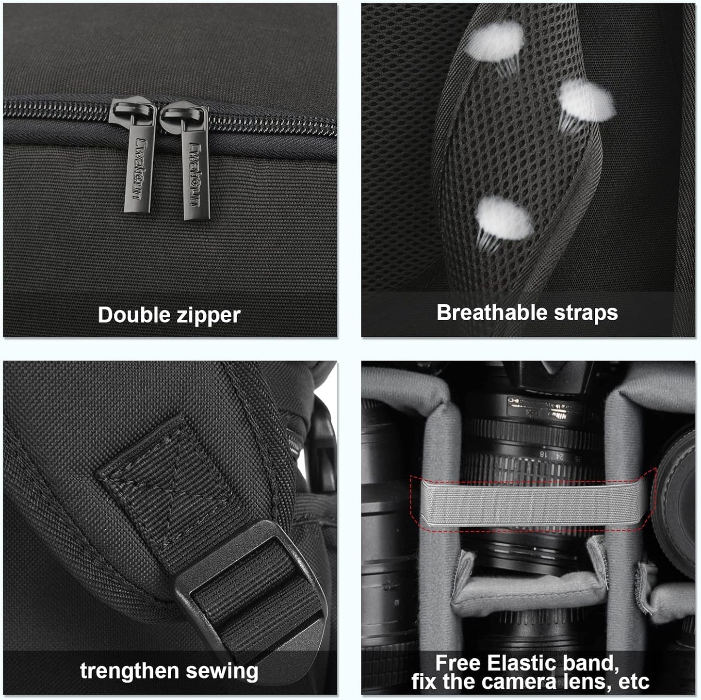 Cwatcun Camera Backpack Bag Professional for SLR DSLR Mirrorless Camera Waterproof Camera Case Compatible with Sony Canon Nikon Camera and Lens Tripod Accessories (Ⅱ Small Black)