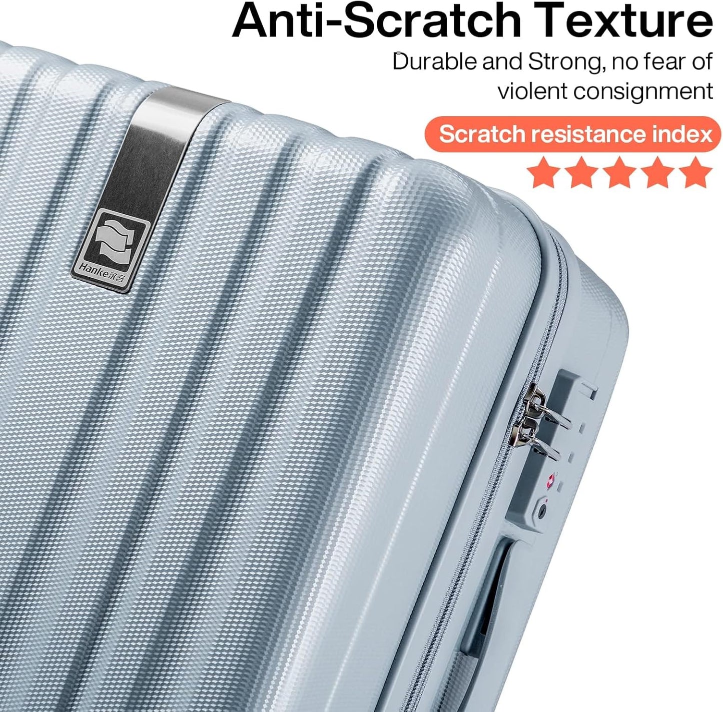 Hanke 20 Inch Carry On Luggage 22x14x9 Airline Approved Lightweight PC Hard Shell Suitcases with Wheels Travel Luggage Rolling Suitcase Travel Luggage Bag for Weekender(Gray)