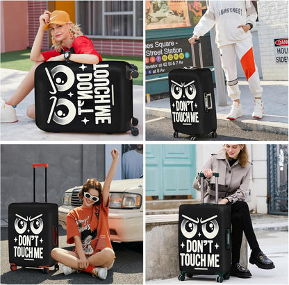 ANNA QUEEN Funny “Don’t Touch Me” Luggage Cover, Bold Black Suitcase Protector with Angry Eyes Design, Stretchable, Washable Travel Cover for 32-34 Inch Luggage