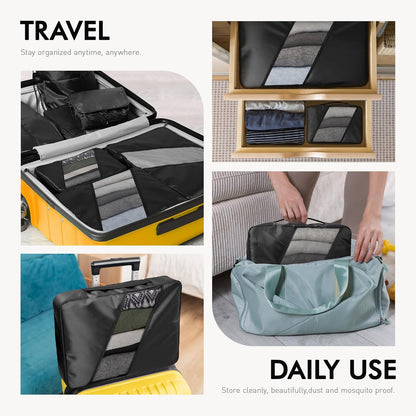 WVM Packing Cubes for Travel, 8 Set Luggage Organizer Bags with Shoe Bag, Toiletry Bag & Laundry Bag, Travel Accessories Essentials Packing Organizer, Black