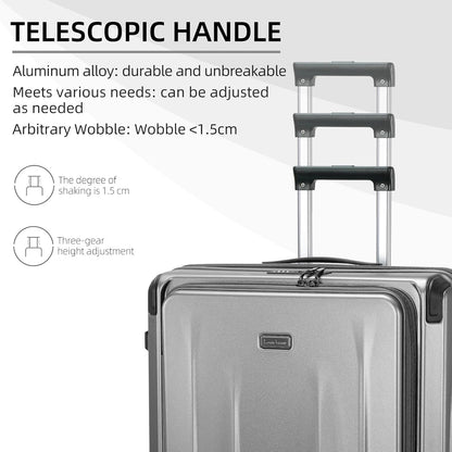 Premium Carry On Luggage, 29 Inch Top Opening Aluminum Frame Airline Approved ABS+PC Hard Shell Suitcases with Silent Wheels, TSA Lock, Front Pocket & Wet-dry Separated Six-piece set