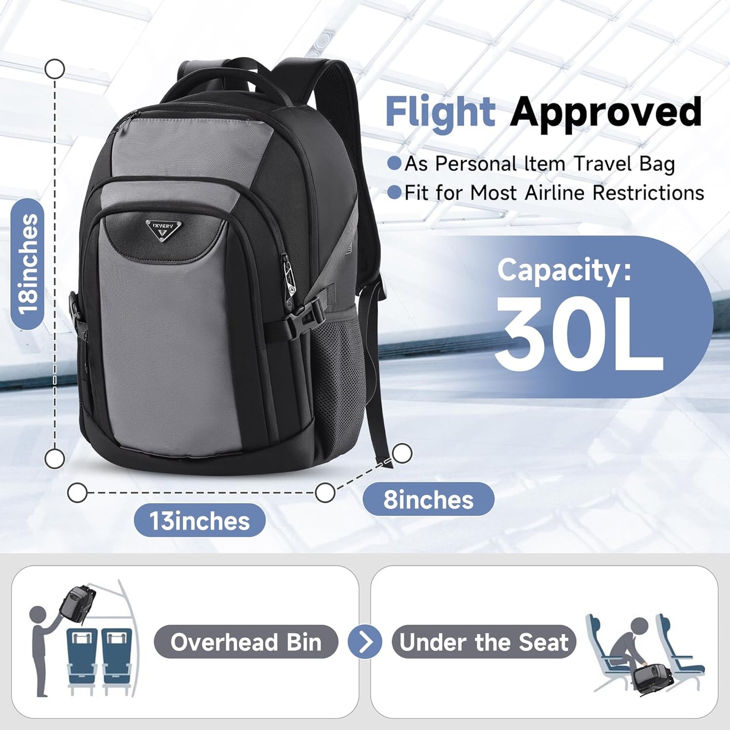 Laptop Backpack for Men Women, Anti-Theft Work Business Daypacks Fit 17 Inch Computer, 30L Personal Item Travel Backpack, Airline Approved, Water-Resistant College School Bookbag for Weekender