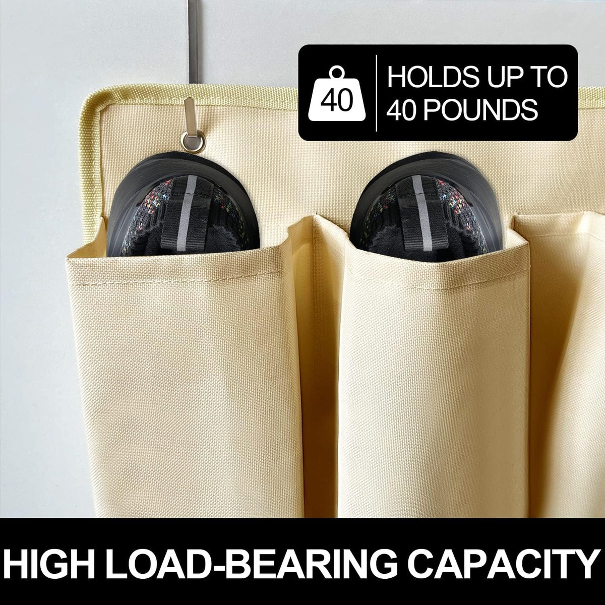 RV Shoe Pockets 10 Pockets Heavy Hanging Bedside Storage Organizer with Sturdy Hooks Storage Pockets Hangs on bed for Shoes Toys and Tool Accessories