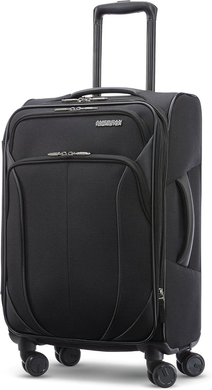 American Tourister 4 KIX 2.0 Expandable Softside Luggage with Spinner Wheels, 20 SPINNER, BLACK