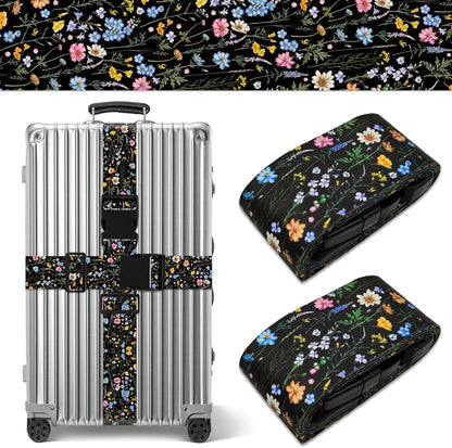 2 Pack Wildflower Luggage Straps for Suitcases Adjustable Travel Belt Luggage Tie Carry On Bag Suitcase Strap to Keep Suitcase Secure While Traveling