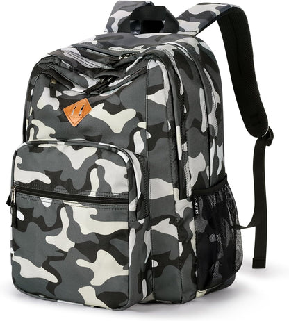 ZORFIN 26L Backpack for College, and Travel: Water Resistant Bookbag - Camo Black