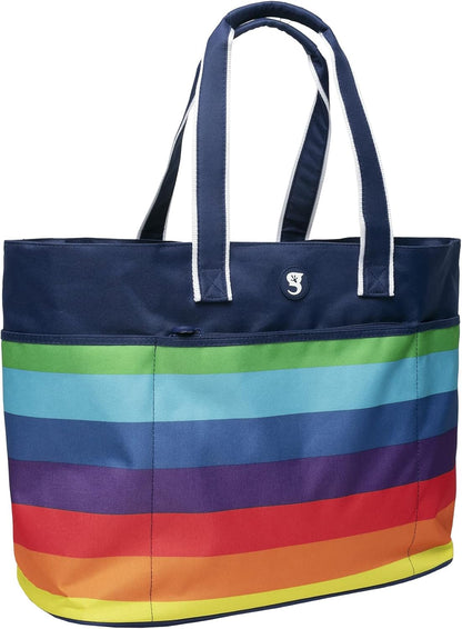 geckobrands Oversized Beach Tote – Large and Stylish Beach Bag with 4 Exterior Pockets and Zippered Internal Compartment
