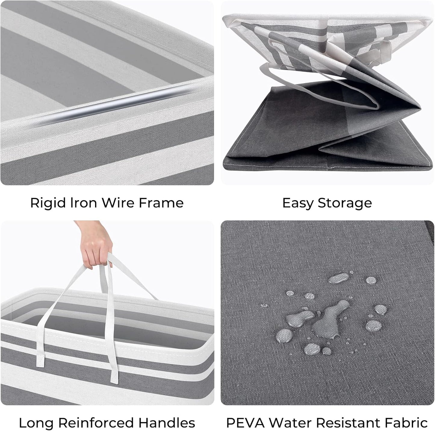 HomeHacks Laundry Basket,100L Each Waterproof, Freestanding Laundry Hamper, Collapsible Tall Clothes Hamper with Extended Handles for Clothes Toys in The Dorm and Family, 2-Pack Gradient Grey