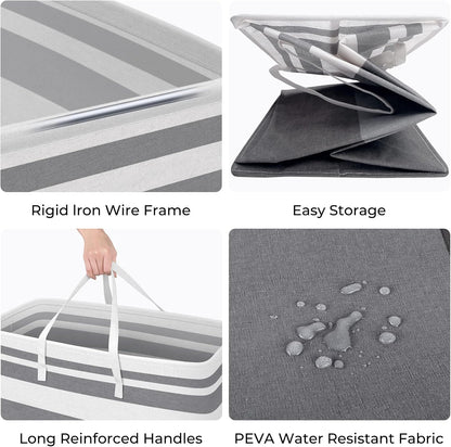 HomeHacks Laundry Basket,100L Each Waterproof, Freestanding Laundry Hamper, Collapsible Tall Clothes Hamper with Extended Handles for Clothes Toys in The Dorm and Family, 2-Pack Gradient Grey