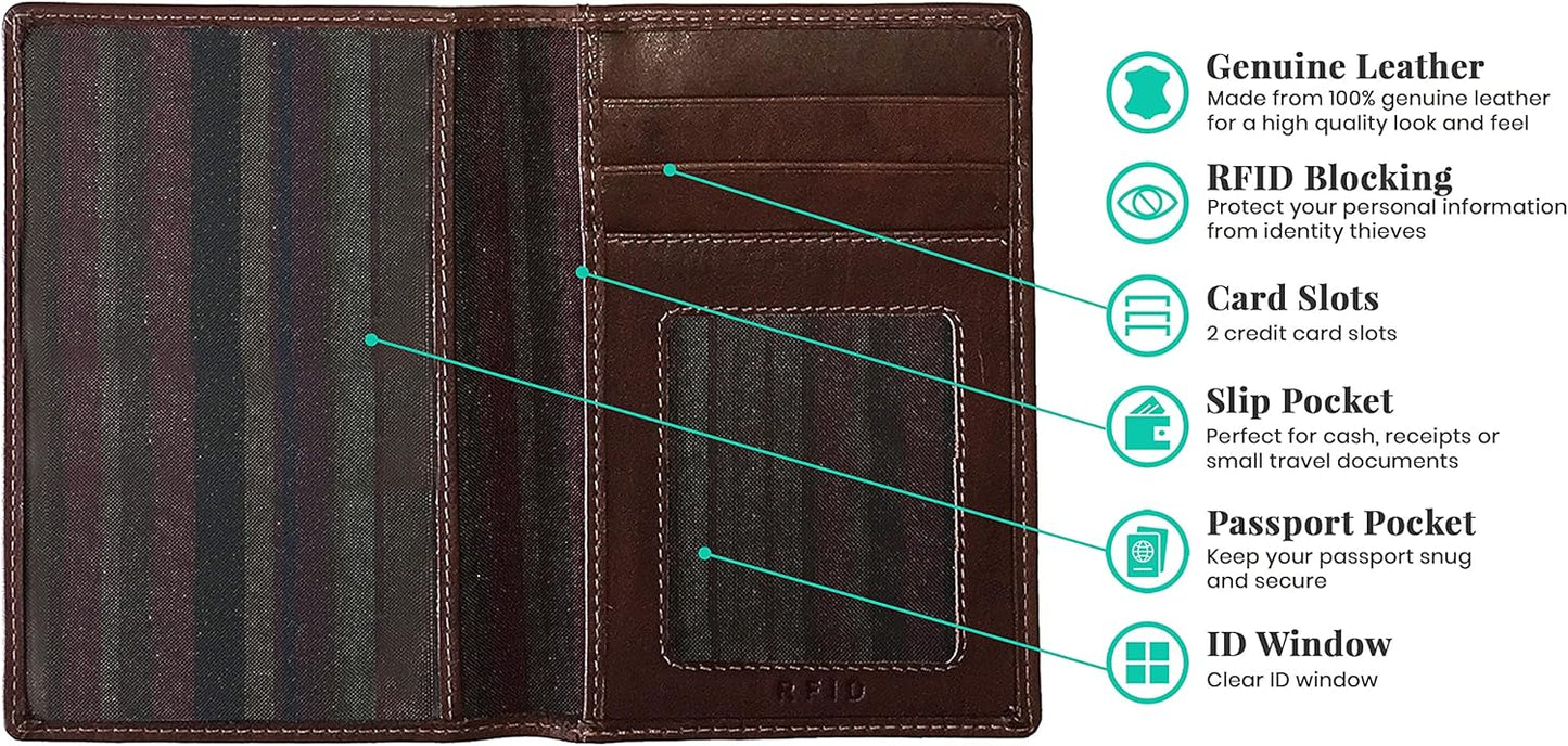 Personalized Monogrammed Toffee Leather RFID Passport Wallet