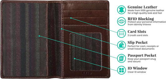 Personalized Monogrammed Toffee Leather RFID Passport Wallet