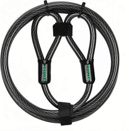 10 ft x 1/2" Heavy Duty Cut-Proof Security Cable | Flexible Vinyl-Coated Braided Steel with Looped Ends | Weatherproof Anti-Theft Locking Cable for Bikes, Gates, Kayaking & Outdoor Equipment