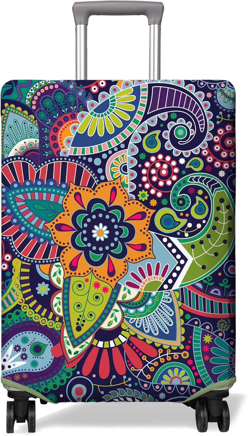 Travel Luggage Cover Suitcase Protector Fits 18-32 Inch Wheel Covers PatternedTravel Related Items Flower Luggage Protector Elastic L