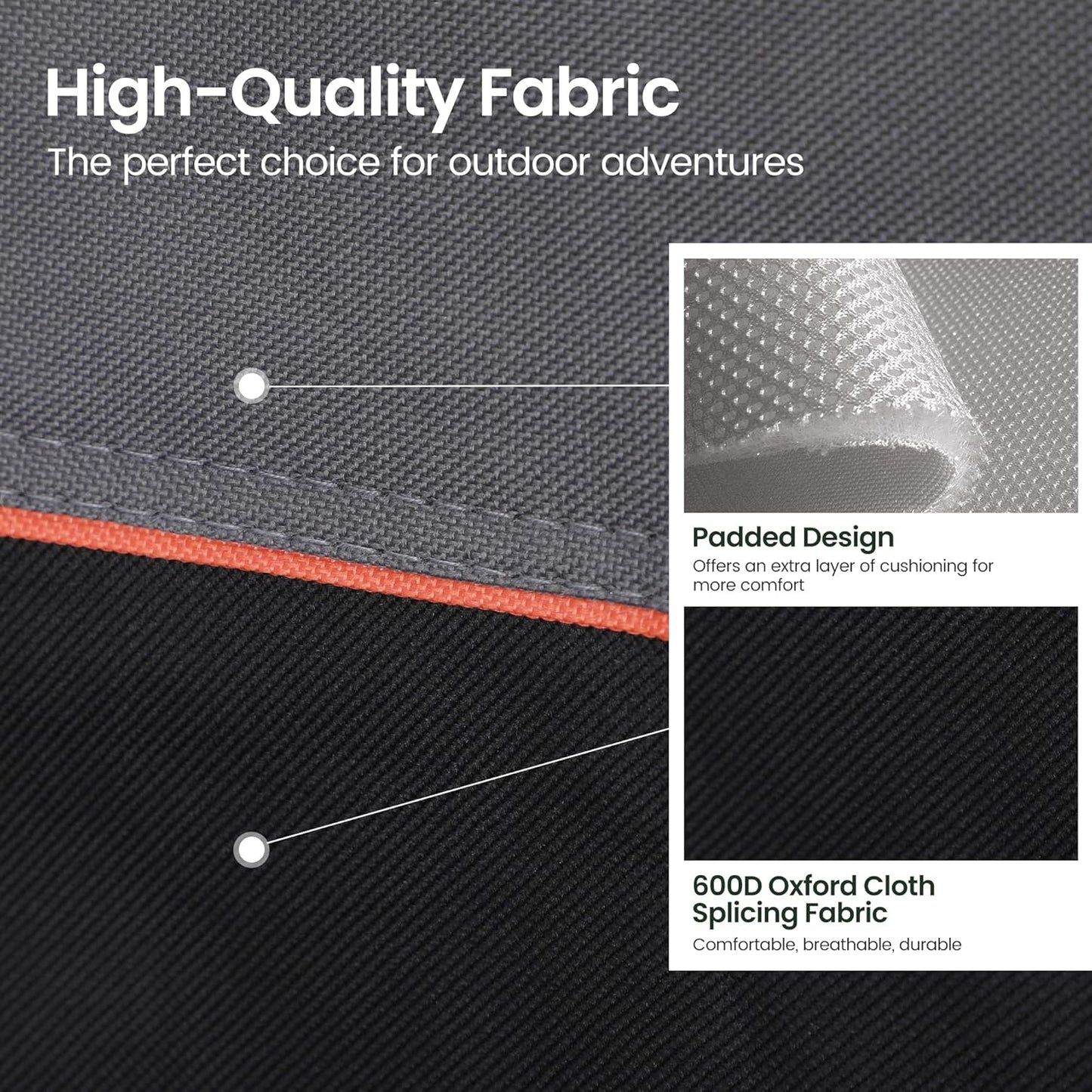 HIGH POINT SPORTS 2 Pack Portable Camping Chair for Adults, Folding Outdoor Camp Chair Lightweight Lawn Chairs Folding Collapsible Chair for Camping, Tailgates, Beach, Black, Support 250 lbs