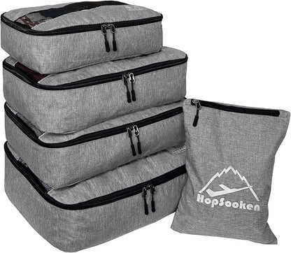 5 Set Packing Cubes for Travel Large Suitcase Luggage Organizer Bags Travel Accessories Vacation 4 Cubes 1 Laundry Pouch Bag