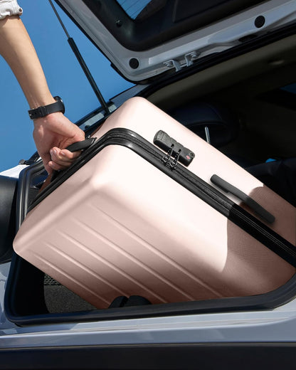 Carry On Suitcase, Checked Trunk Luggage with Double Spinner Wheels, Anti-Burst Zipper, Hard Case PC Suitcase Lightweight Travel Luggage, TSA Approved (09-Baby Pink (Danube), Checked 28-Inch)