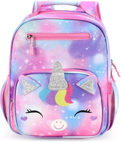 mibasies Girls Backpack for Elementary School, Kids Backpack for Girls 5-8 Unicorn Bangs