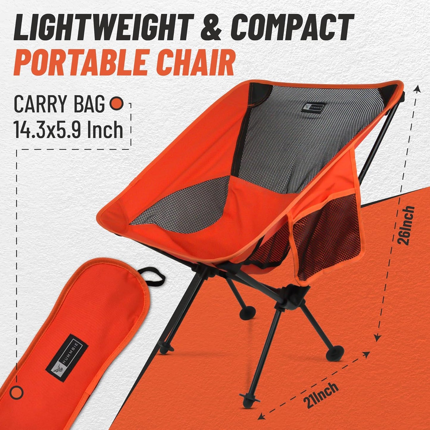 Portable Camping Chair - Light Weight Folding Chair with Compact Design for Camping, Backpacking, Hiking, Fishing, Beach or Any Other Outdoor Adventures