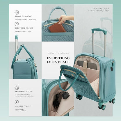 Verage 18x14x8in Spinner Underseat Carry-On Luggage -Airplane Personal Item Bag - Image 5