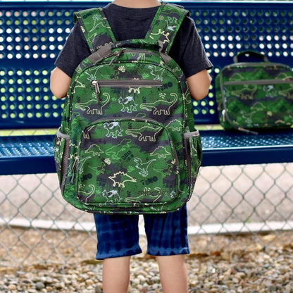 mibasies Boys Backpack 5-8: Lightweight Kids Backpacks Boys - Boy Bookbag for Elementary School - Green Dinosaur