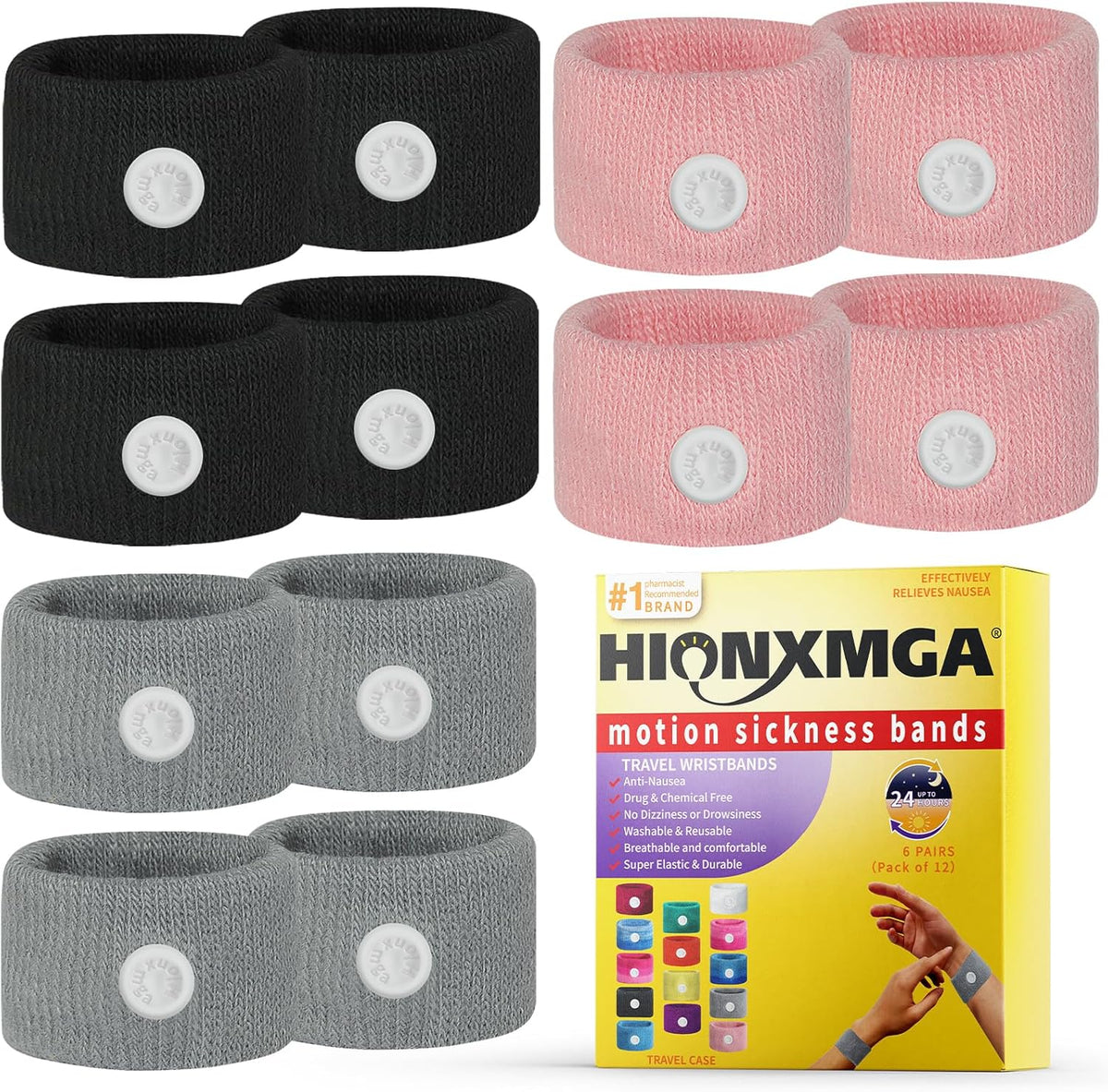 Motion Sickness bands/Acupressure Nausea Wristband For Nausea,Sea Sickness Wristbands for Natural Relief of Morning Sickness,Dizziness,Anxiety, Motion Sickness(Car, Sea, Flying Travel Sickness)
