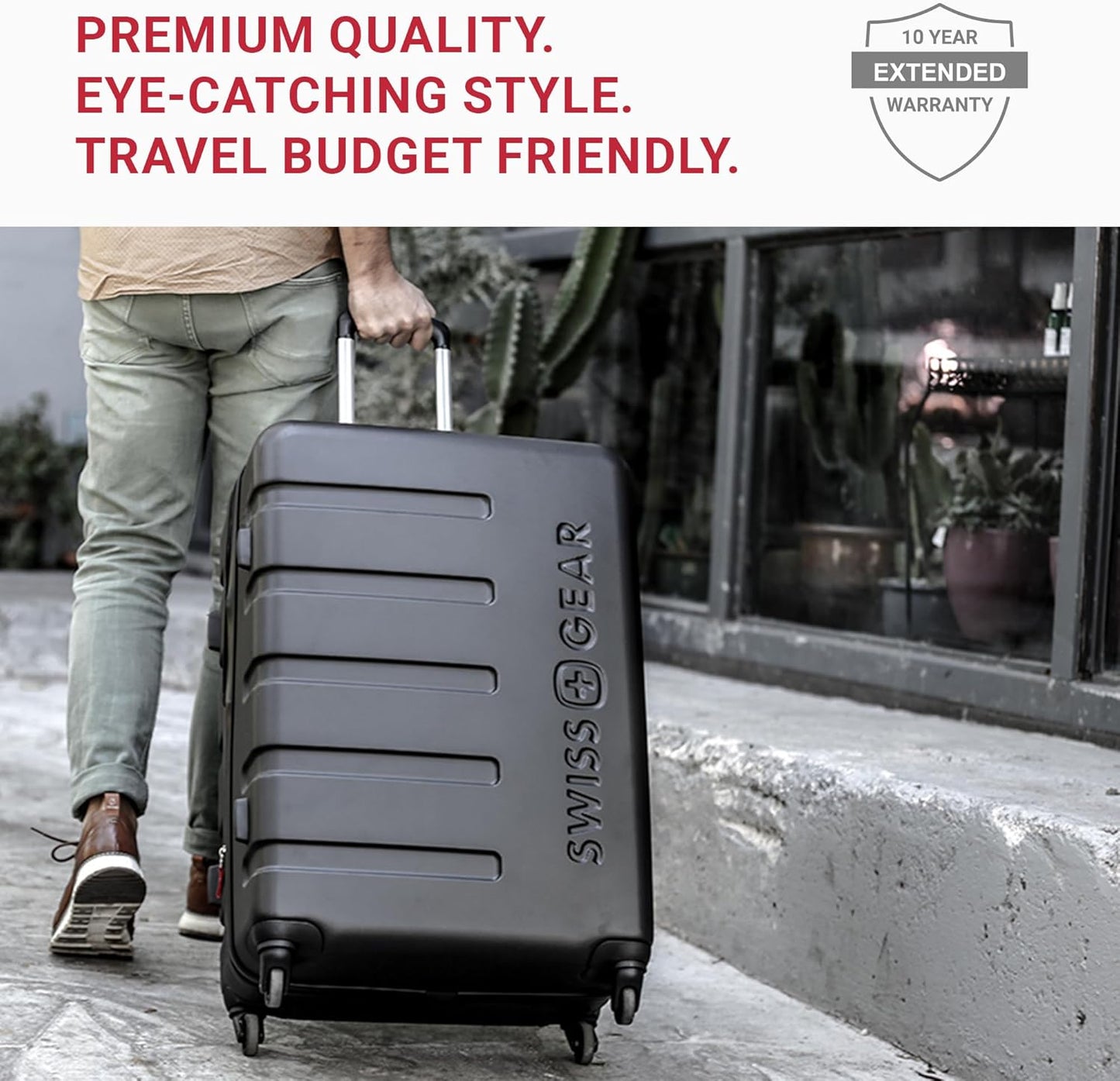 SwissGear 7366 Hardside Expandable Luggage with Spinner Wheels, Green, 3-Piece Set (19/23/27)