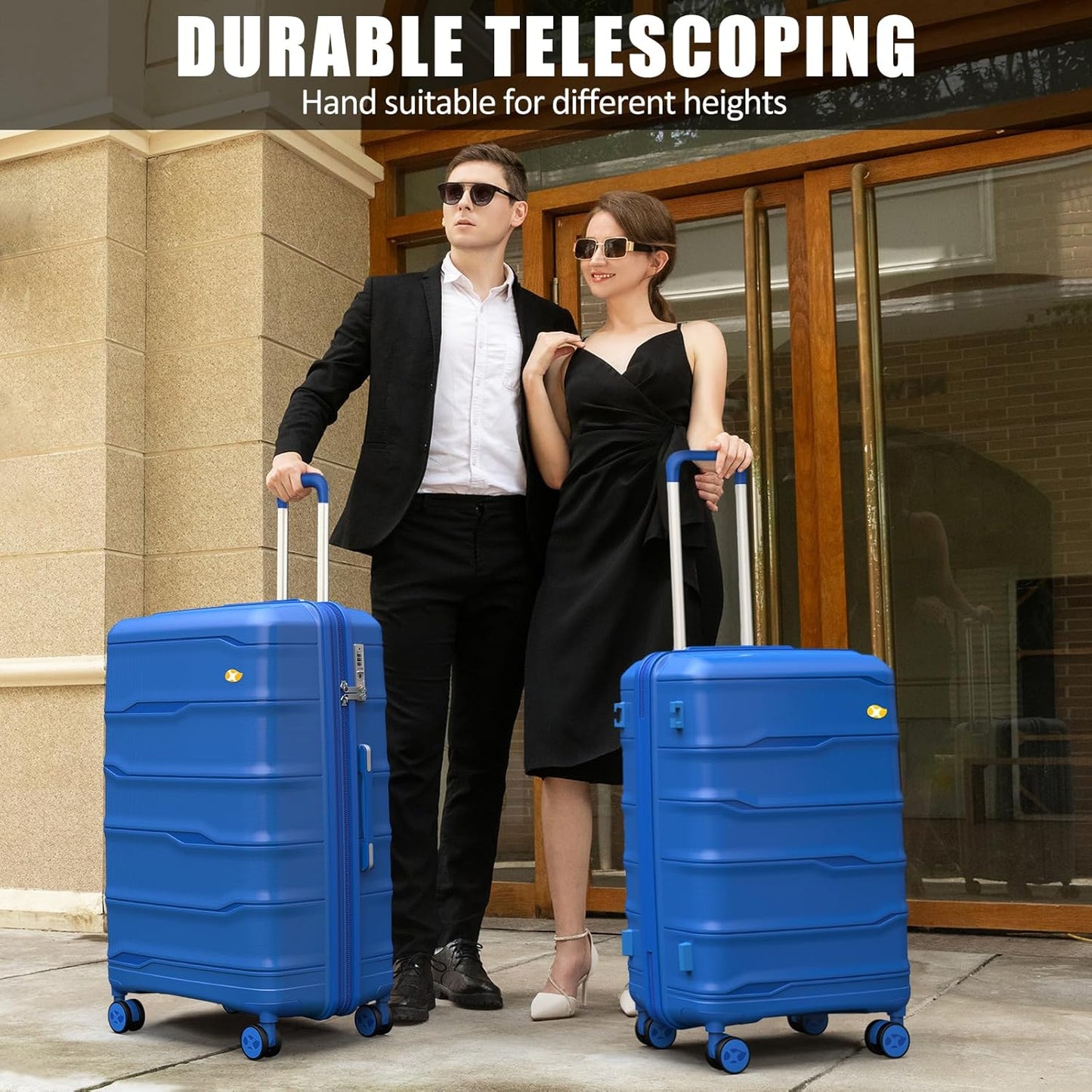 28 Inch Luggage with Spinner Wheels, Large Hard Shell Suitcase, Lightweight PP Luggages with TSA Lock, Checked-Large Suitcases 28-Inch, Blue