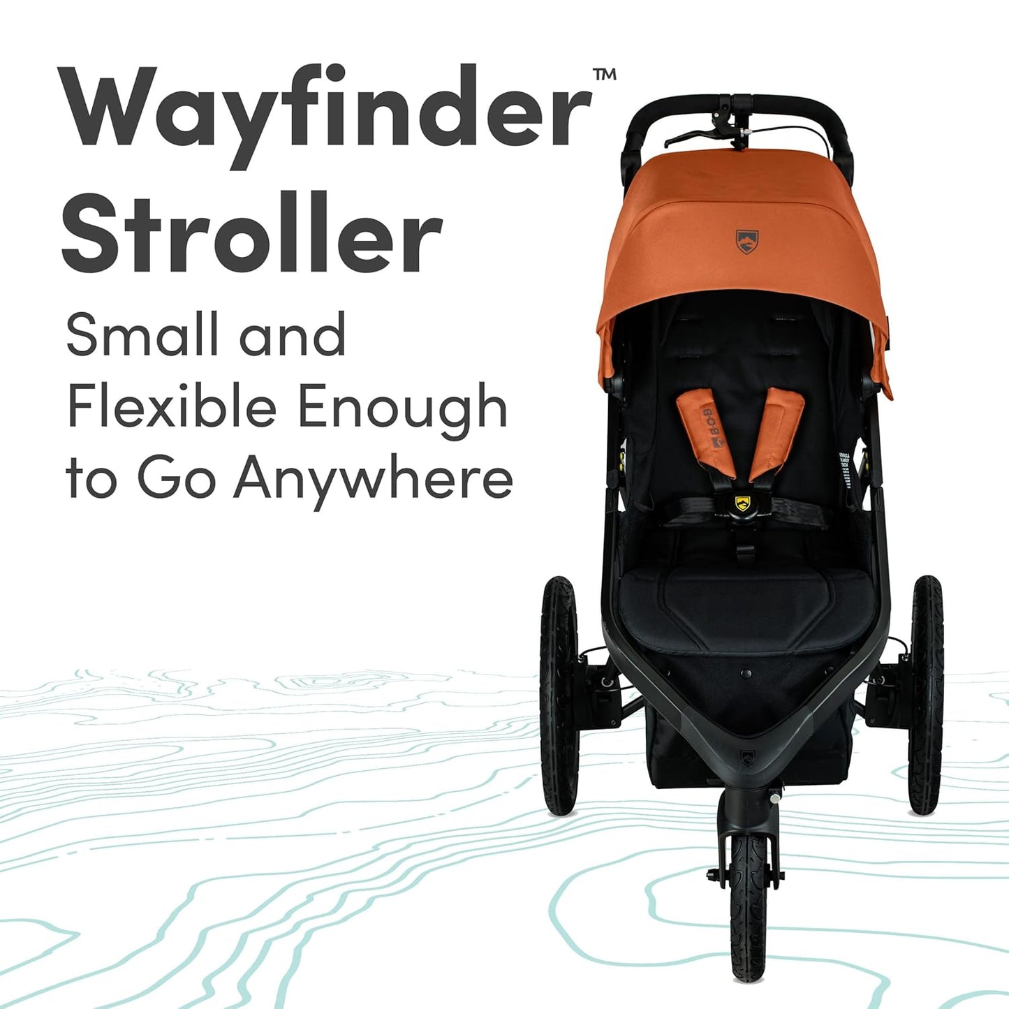 BOB Gear Wayfinder Jogging Stroller with Snack Tray, Independent Dual Suspension, Air-Filled Tires, and 75-Pound Weight Capacity, Canyon