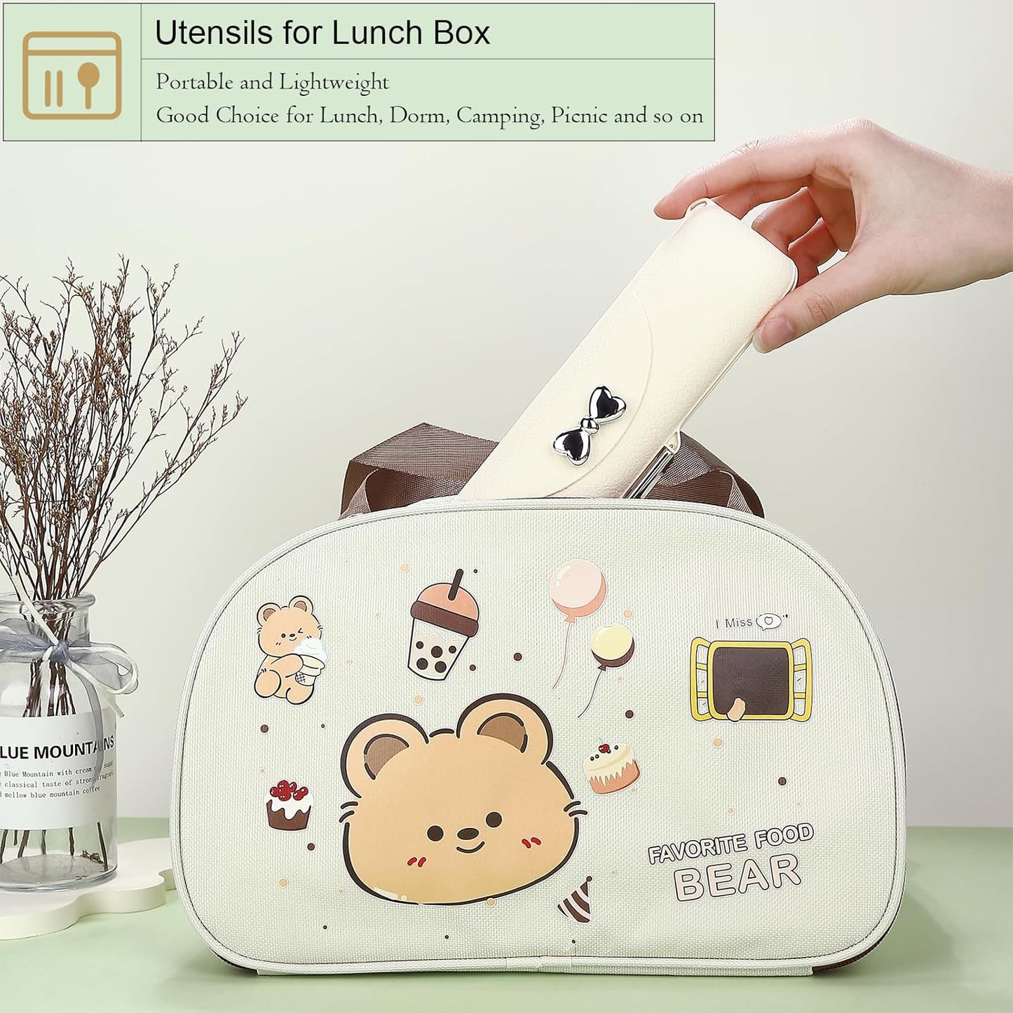 DEVICO Travel Silverware Set with Case, Portable Lunch Utensils Set for Work, Reusable Travel Cutlery Set, 18/8 Stainless Steel Flatware for Caming School Picnic, Dishwasher Safe (Light Yellow)