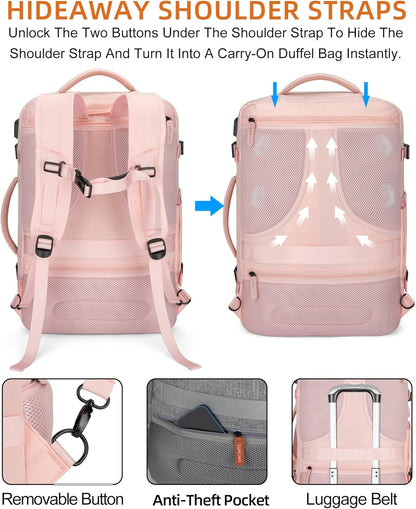 Travel Laptop Backpack,42L Carry on Luggage, Flight Approved Expandable Backpack,Business Anti Theft Weekender Bags for Women Men, Water Resistant Expandable Backpacks With 4 Packing Cubes